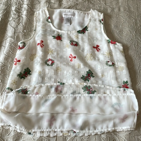 Draper’s & Damon’s Women’s SZ S Holiday Print Sleeveless Pullover Christmas Top - Picture 4 of 12